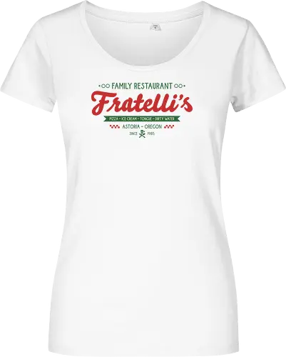 Fratellis Family Restaurant  - retro, skull, sloth, treasure, treasure hunter, vintage, movie, 80s movies, 80s, childhood, chunk, fratellis, never say die, nostalgia, pirate - Damen T-Shirt