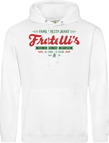 Fratellis Family Restaurant  - retro, skull, sloth, treasure, treasure hunter, vintage, movie, 80s movies, 80s, childhood, chunk, fratellis, never say die, nostalgia, pirate - Standard Hoodie