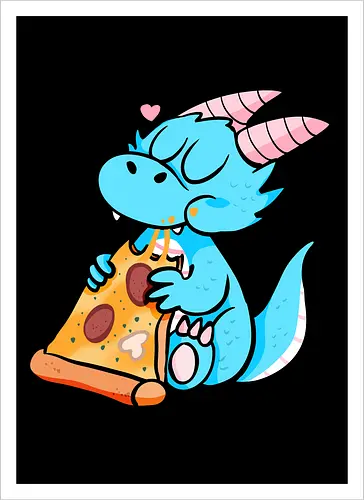 Pizza Drache - Pizza, Drache, Fantasy - Kunstdruck