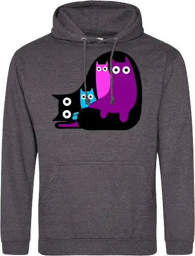 Muchos Gatos Coloridos - Fanart, Tinte, Colorear, Negro, Animal, Animales, Color, Azul, Rosa, Lindo, Morado, Gatos, Colores, Multicolor, Gatos Lindos, Tono, Garaje - Standard Hoodie