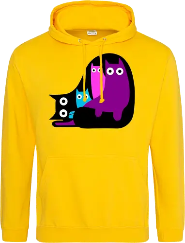 Muchos Gatos Coloridos - Fanart, Tinte, Colorear, Negro, Animal, Animales, Color, Azul, Rosa, Lindo, Morado, Gatos, Colores, Multicolor, Gatos Lindos, Tono, Garaje - Standard Hoodie