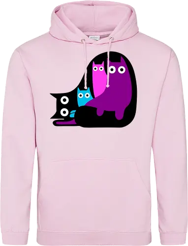 Muchos Gatos Coloridos - Fanart, Tinte, Colorear, Negro, Animal, Animales, Color, Azul, Rosa, Lindo, Morado, Gatos, Colores, Multicolor, Gatos Lindos, Tono, Garaje - Standard Hoodie