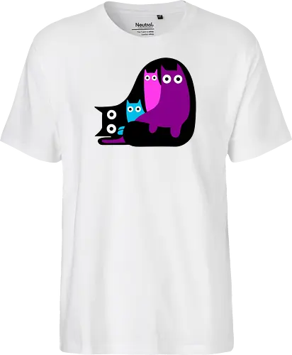 Muchos Gatos Coloridos - Fanart, Tinte, Colorear, Negro, Animal, Animales, Color, Azul, Rosa, Lindo, Morado, Gatos, Colores, Multicolor, Gatos Lindos, Tono, Garaje - Fairtrade T-Shirt