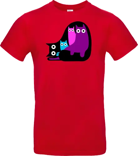 Muchos Gatos Coloridos - Fanart, Tinte, Colorear, Negro, Animal, Animales, Color, Azul, Rosa, Lindo, Morado, Gatos, Colores, Multicolor, Gatos Lindos, Tono, Garaje - Standard T-Shirt