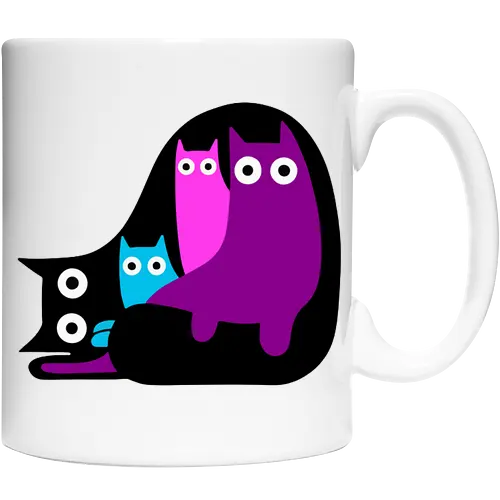 Muchos Gatos Coloridos - Fanart, Tinte, Colorear, Negro, Animal, Animales, Color, Azul, Rosa, Lindo, Morado, Gatos, Colores, Multicolor, Gatos Lindos, Tono, Garaje - Keramiktasse