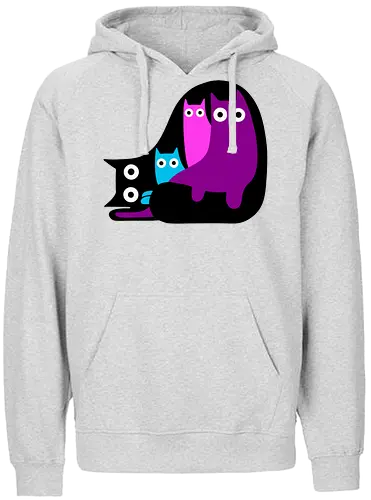 Muchos Gatos Coloridos - Fanart, Tinte, Colorear, Negro, Animal, Animales, Color, Azul, Rosa, Lindo, Morado, Gatos, Colores, Multicolor, Gatos Lindos, Tono, Garaje - Fairtrade Hoodie