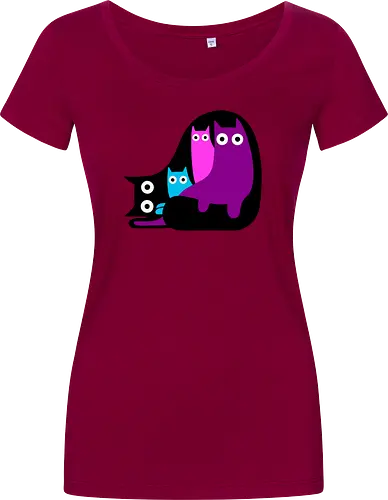 Muchos Gatos Coloridos - Fanart, Tinte, Colorear, Negro, Animal, Animales, Color, Azul, Rosa, Lindo, Morado, Gatos, Colores, Multicolor, Gatos Lindos, Tono, Garaje - Damen T-Shirt