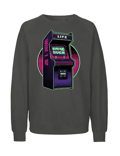 Arcade Life Over  - 90s, 90's, 70s, 70's, Sarcasm, Arcade, Arcade Game, Afterlife, Life, Game Over, Retro, Retro Advertising, Retro Publicity, Retro Vintage, Retrowave, Retro Gamer, Retro Gaming, Vaporwave, Video Games, Video Game, 80s, 80's - Fairtrade Sweatshirt