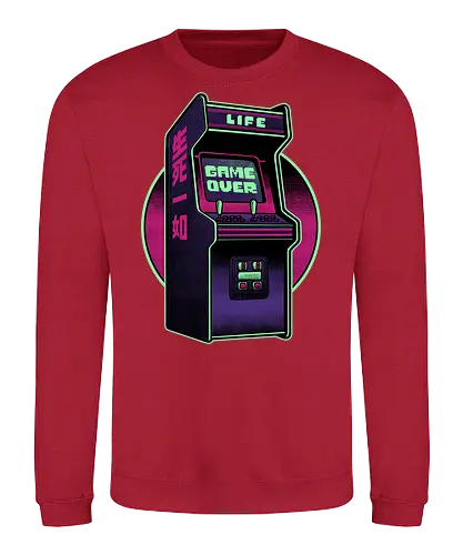 Arcade Life Over  - 90s, 90's, 70s, 70's, Sarcasm, Arcade, Arcade Game, Afterlife, Life, Game Over, Retro, Retro Advertising, Retro Publicity, Retro Vintage, Retrowave, Retro Gamer, Retro Gaming, Vaporwave, Video Games, Video Game, 80s, 80's - Sweatshirt