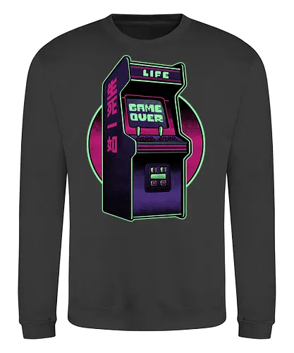 Arcade Life Over  - 90s, 90's, 70s, 70's, Sarcasm, Arcade, Arcade Game, Afterlife, Life, Game Over, Retro, Retro Advertising, Retro Publicity, Retro Vintage, Retrowave, Retro Gamer, Retro Gaming, Vaporwave, Video Games, Video Game, 80s, 80's - Sweatshirt