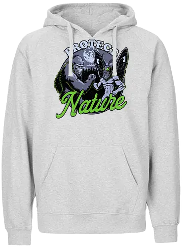 Cryptids Protect Nature - funny, adventure, sasquatch, mothman, cryptids, urban legends, bigfoot, forest, nature, nature calls, monsters, mysteries, mystery, forests - Fairtrade Hoodie