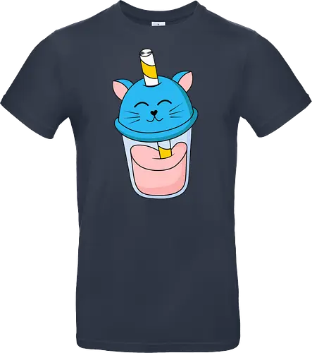 Gato Vaso de Jugo Azul