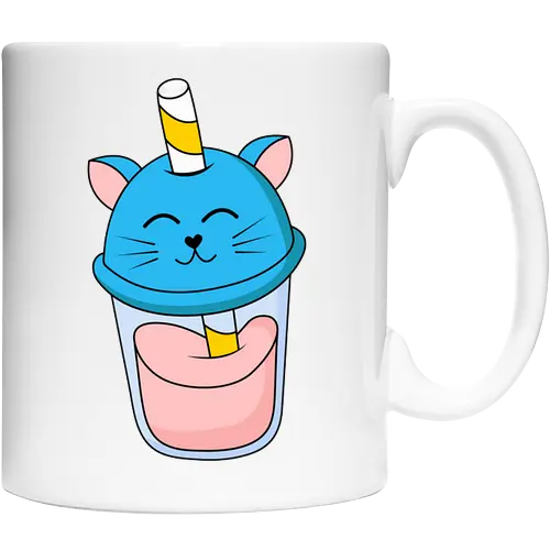 Gato Vaso de Jugo Azul