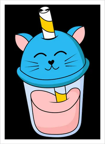 Gato Vaso de Jugo Azul