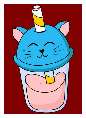 Gato Vaso de Jugo Azul