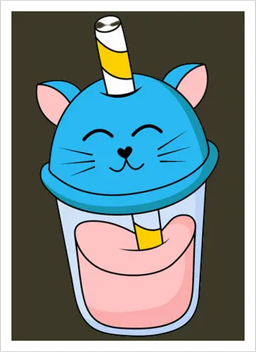 Gato Vaso de Jugo Azul