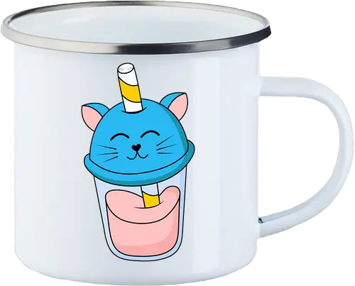 Gato Vaso de Jugo Azul