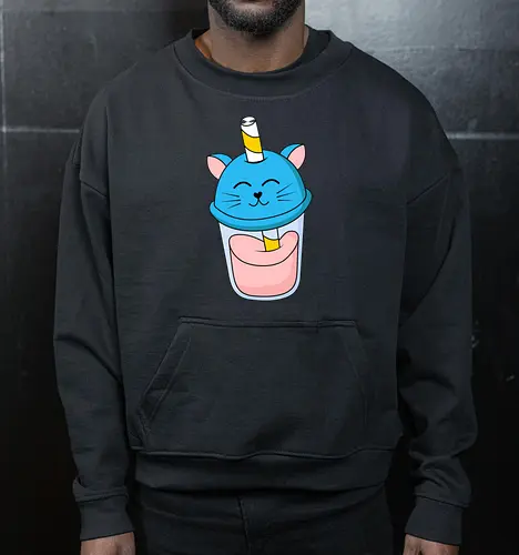 Gato Vaso de Jugo Azul