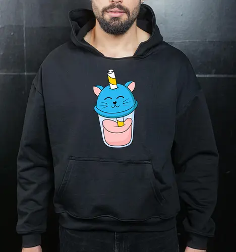 Gato Vaso de Jugo Azul