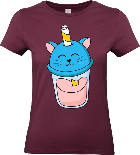 Gato Vaso de Jugo Azul - Gato, Animal, Azul, Gatito, Bebida, Vaso, Jugo, Gatos, Verano, Gato Lindo, Diseño, Fan Art, Delicioso, Frutas, Felino, Jardín, Gato de jugo - Standard T-Shirt (Frauen)