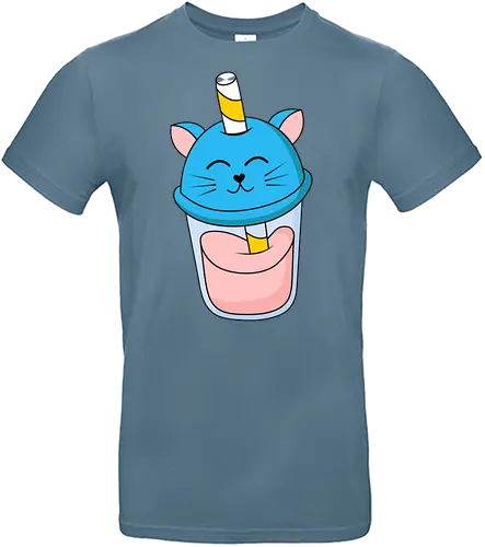 Gato Vaso de Jugo Azul - Gato, Animal, Azul, Gatito, Bebida, Vaso, Jugo, Gatos, Verano, Gato Lindo, Diseño, Fan Art, Delicioso, Frutas, Felino, Jardín, Gato de jugo - Standard T-Shirt