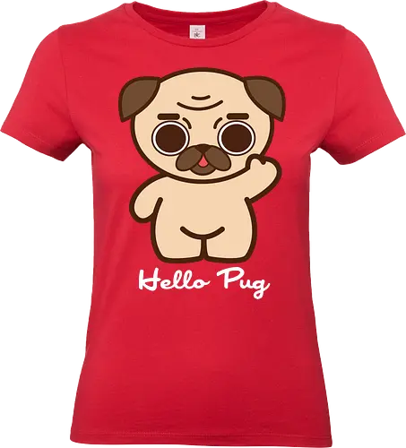 Hello Pug - Kawaii Süßer Hund - kreative parodie, haustier liebhaber, begleithund, mops t-shirt, hello pug, kawaii hund, süße kleidung, hello kitty parodie, teetan, mops liebhaber, hund kunst, kawaii kultur, süßer hund, minimalistische kunst, mops leben - Standard T-Shirt (Frauen)