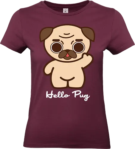 Hello Pug - Kawaii Süßer Hund - kreative parodie, haustier liebhaber, begleithund, mops t-shirt, hello pug, kawaii hund, süße kleidung, hello kitty parodie, teetan, mops liebhaber, hund kunst, kawaii kultur, süßer hund, minimalistische kunst, mops leben - Standard T-Shirt (Frauen)