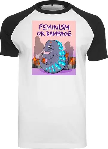Feminism or Rampage - Feminismus, Comic, Kaiju - Raglan T-Shirt