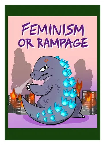 Feminism or Rampage - Feminismus, Comic, Kaiju - Kunstdruck