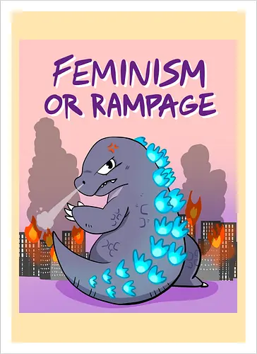 Feminism or Rampage - Feminismus, Comic, Kaiju - Kunstdruck