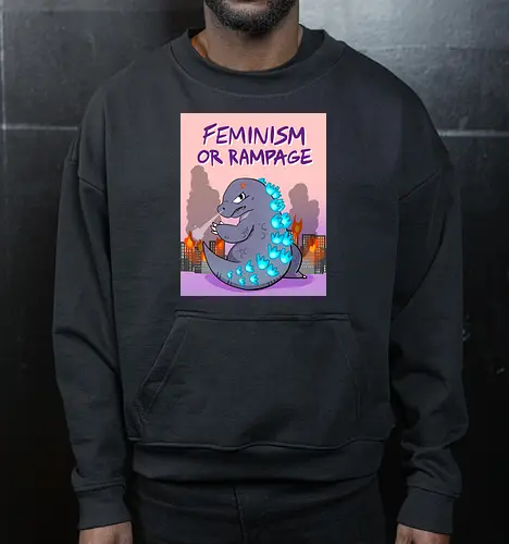 Feminism or Rampage - Feminismus, Comic, Kaiju - Cropped Sweatshirt