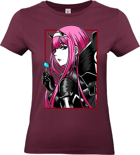 Zero Two – The Red Horned Pilot - Darling, zero two, anime girl, pink hair anime, mecha pilot, sci fi anime, manga anime, japanese anime, anime art - Standard T-Shirt (Frauen)