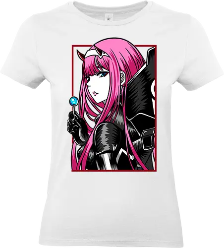 Zero Two – The Red Horned Pilot - Darling, zero two, anime girl, pink hair anime, mecha pilot, sci fi anime, manga anime, japanese anime, anime art - Standard T-Shirt (Frauen)