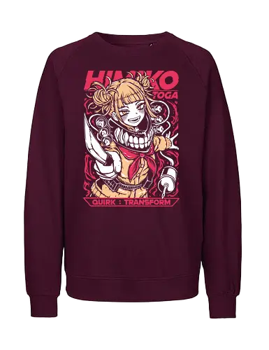 Himiko Toga – Blood Smile - Academia, himiko toga, anime villain girl, yandere anime girl, league of villains, dark anime, manga series, anime art - Fairtrade Sweatshirt