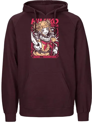 Himiko Toga – Blood Smile - Academia, himiko toga, anime villain girl, yandere anime girl, league of villains, dark anime, manga series, anime art - Fairtrade Hoodie
