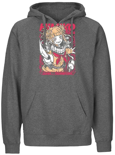 Himiko Toga – Blood Smile - Academia, himiko toga, anime villain girl, yandere anime girl, league of villains, dark anime, manga series, anime art - Fairtrade Hoodie