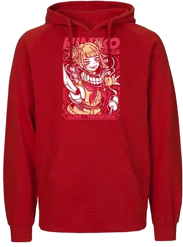 Himiko Toga – Blood Smile - Academia, himiko toga, anime villain girl, yandere anime girl, league of villains, dark anime, manga series, anime art - Fairtrade Hoodie