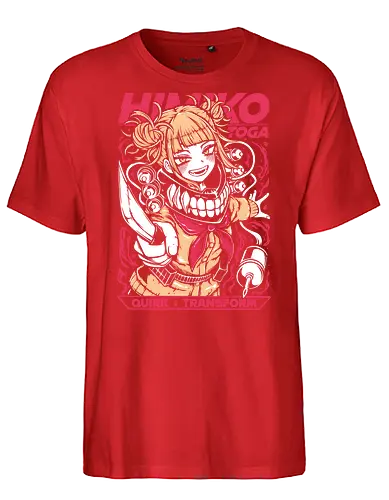 Himiko Toga – Blood Smile - Academia, himiko toga, anime villain girl, yandere anime girl, league of villains, dark anime, manga series, anime art - Fairtrade T-Shirt