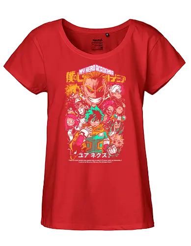Heroes of UA Academy - Academia, superhero anime, hero academy, quirk powers, shonen action anime, manga series, japanese anime, anime art - Fairtrade Girl Shirt