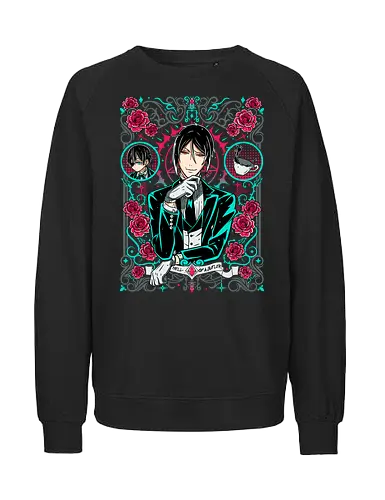 Sebastian – The Perfect Butler - anime art, black butler, sebastian michaelis, kuroshitsuji, demon butler, victorian anime, dark fantasy anime, manga series, gothic anime - Fairtrade Sweatshirt