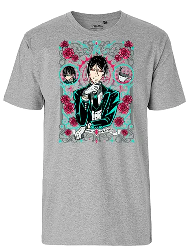 Sebastian – The Perfect Butler - anime art, black butler, sebastian michaelis, kuroshitsuji, demon butler, victorian anime, dark fantasy anime, manga series, gothic anime - Fairtrade T-Shirt