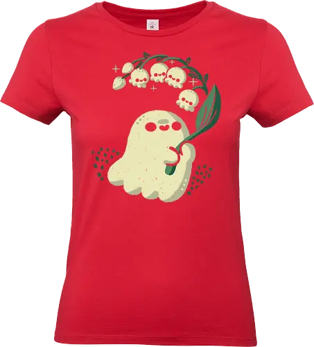 Ghost meets Lily of the Valley - lily of the valley, ghost, bellflowers, flower, spring, floral, creepy cute, spooky cute, goth, love, kawaii goth, adorable, minimal, nature, xmorfina - Standard T-Shirt (Frauen)