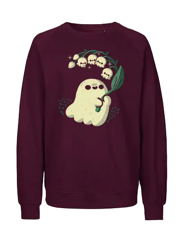 Ghost meets Lily of the Valley - lily of the valley, ghost, bellflowers, flower, spring, floral, creepy cute, spooky cute, goth, love, kawaii goth, adorable, minimal, nature, xmorfina - Fairtrade Sweatshirt