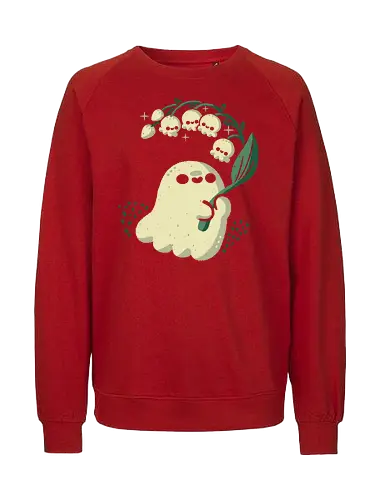 Ghost meets Lily of the Valley - lily of the valley, ghost, bellflowers, flower, spring, floral, creepy cute, spooky cute, goth, love, kawaii goth, adorable, minimal, nature, xmorfina - Fairtrade Sweatshirt