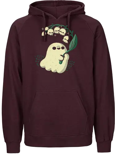 Ghost meets Lily of the Valley - lily of the valley, ghost, bellflowers, flower, spring, floral, creepy cute, spooky cute, goth, love, kawaii goth, adorable, minimal, nature, xmorfina - Fairtrade Hoodie