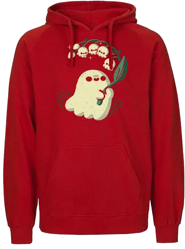 Ghost meets Lily of the Valley - lily of the valley, ghost, bellflowers, flower, spring, floral, creepy cute, spooky cute, goth, love, kawaii goth, adorable, minimal, nature, xmorfina - Fairtrade Hoodie