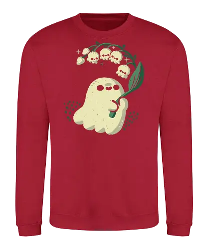Ghost meets Lily of the Valley - lily of the valley, ghost, bellflowers, flower, spring, floral, creepy cute, spooky cute, goth, love, kawaii goth, adorable, minimal, nature, xmorfina - Sweatshirt