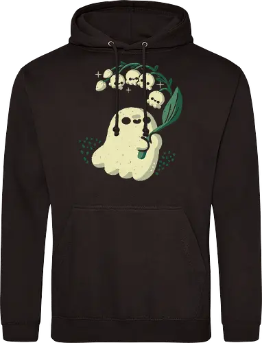 Ghost meets Lily of the Valley - lily of the valley, ghost, bellflowers, flower, spring, floral, creepy cute, spooky cute, goth, love, kawaii goth, adorable, minimal, nature, xmorfina - Standard Hoodie