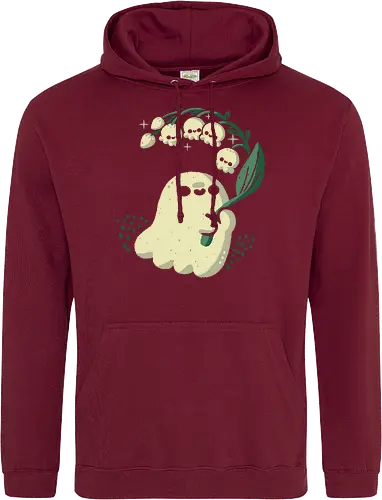 Ghost meets Lily of the Valley - lily of the valley, ghost, bellflowers, flower, spring, floral, creepy cute, spooky cute, goth, love, kawaii goth, adorable, minimal, nature, xmorfina - Standard Hoodie