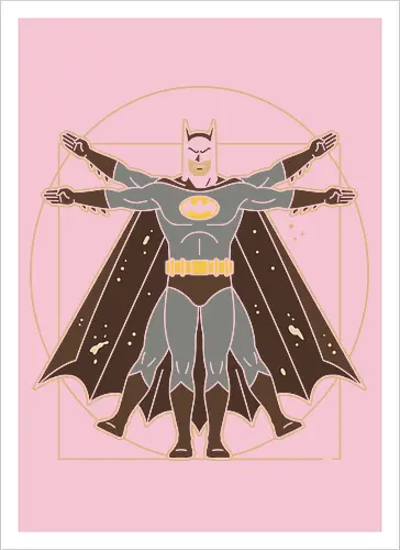 Vitruvian Bat Dark Knight Renaissance Art Parody Graphic